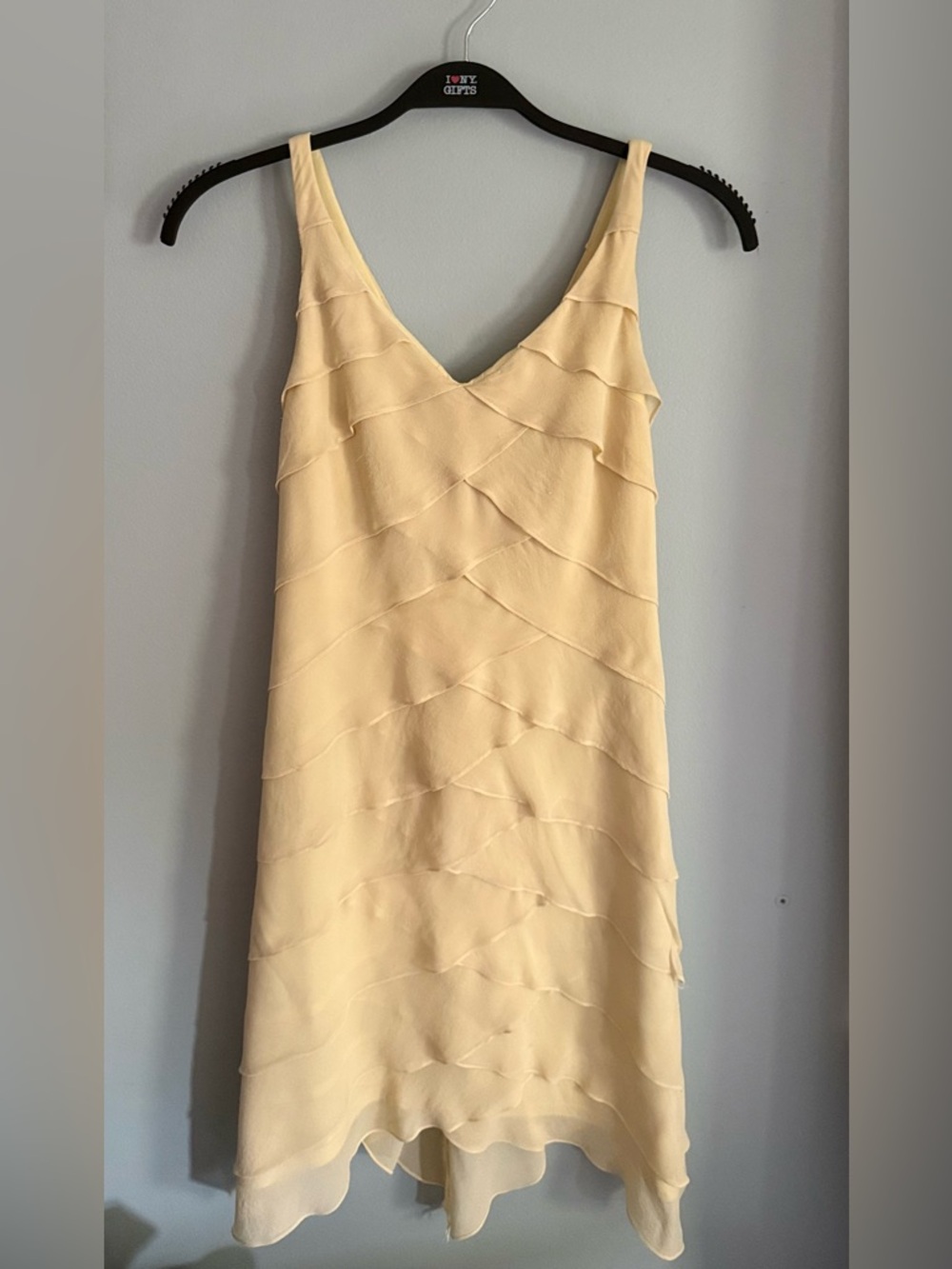 Tadashi’s Silk Chiffon V-Neck Halter Ruffled Dress